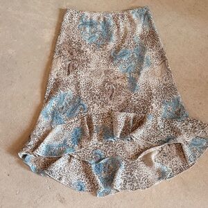 A. Byer Blue and Brown High Low Skirt